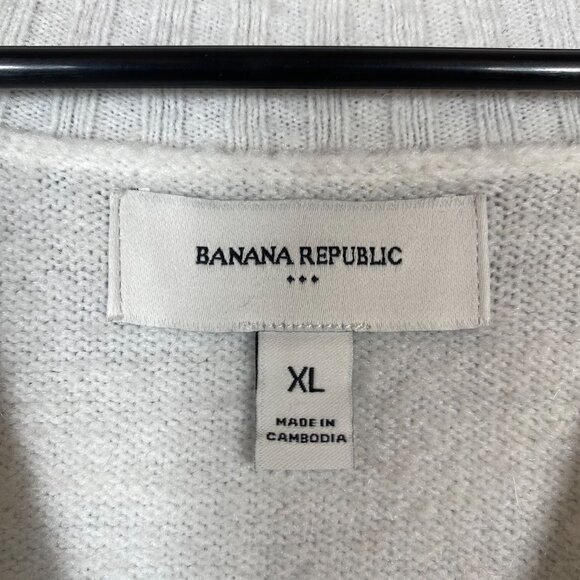 Banana Republic Womens White V-Neck Sweater XL Alpaca Blend Ribbed Hem - Picture 5 of 9